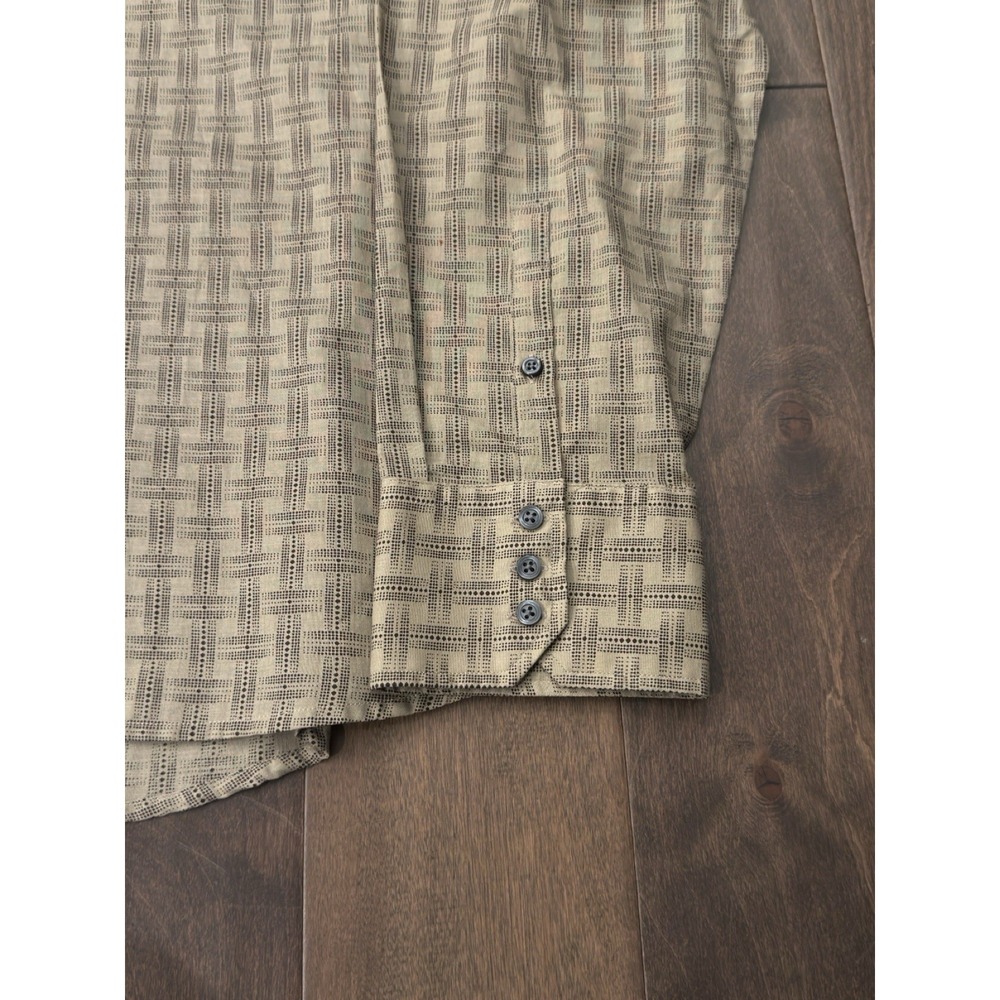 NWT Kenneth Cole Long‎ Sleeve Geometric Print Brown Button Down Shirt Size 2XL - Picture 5 of 7